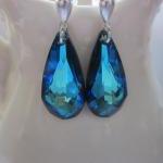 Swarovski Crystal Earrings- Bermuda Blue Teardrops
