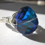 Sparkling Swarovski Crystal Ring-18mm Bermuda Blue..