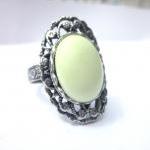 Victorian Gemstone Ring- Lemon Chrysoprase, Summer..